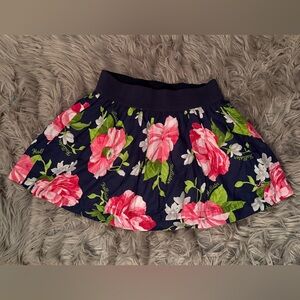 Hollister Floral Women's Skirt - Pink and Green on Navy